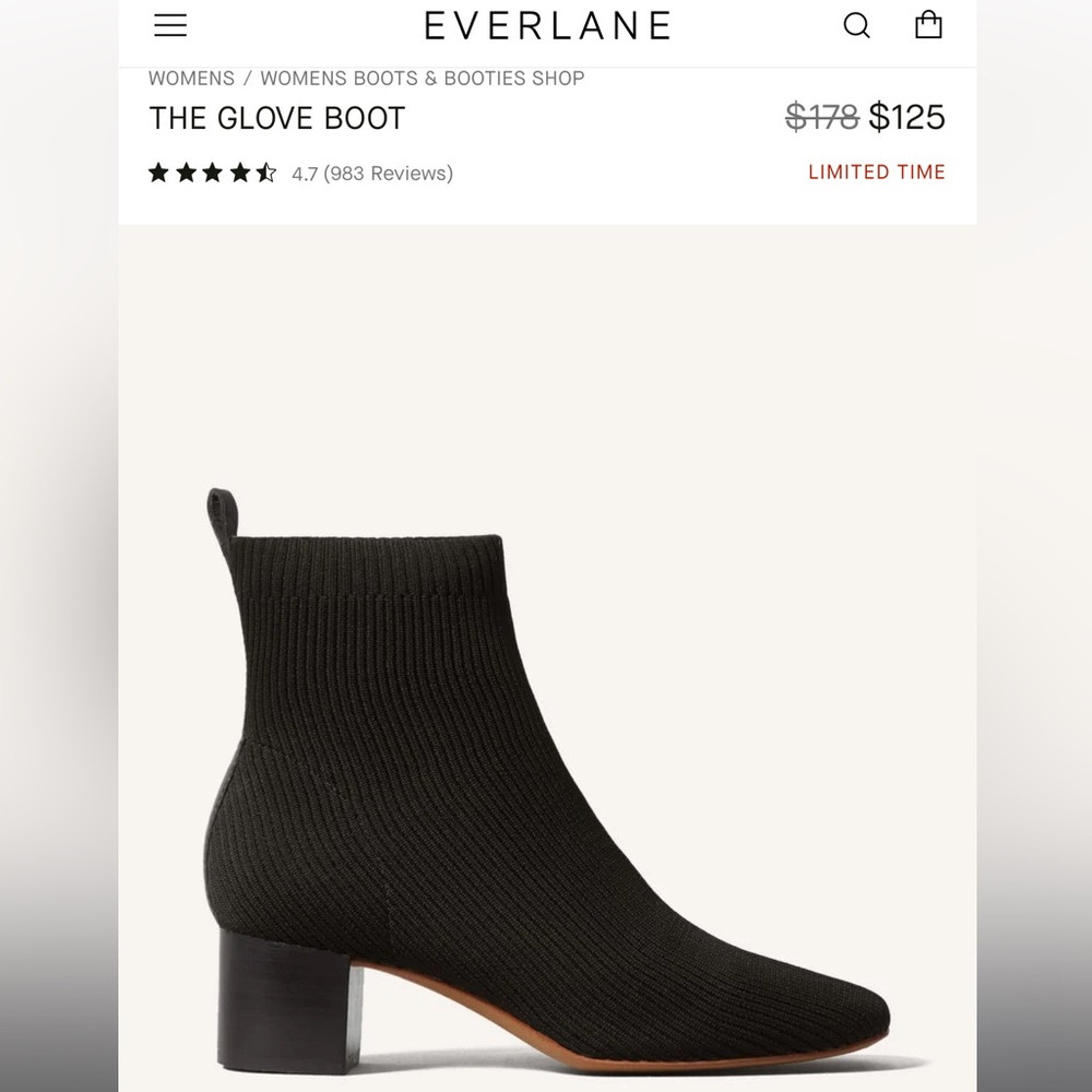 Everlane glove boot black 8.5